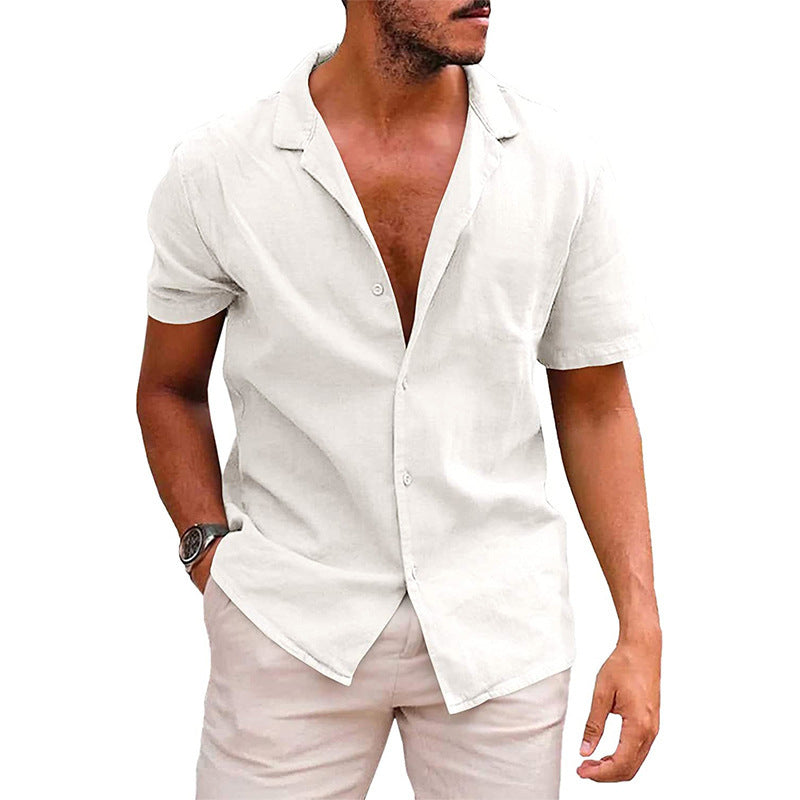 Men’s Short Sleeve Button-Down Shirt – Casual Summer Beach Top