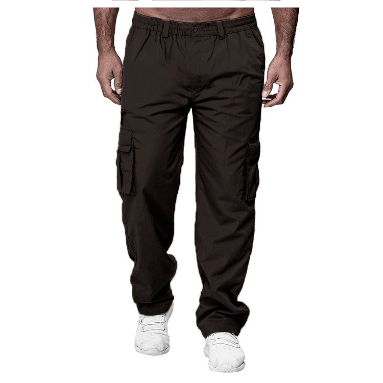 Men’s Multi-Pocket Cargo Pants – Loose Straight Casual Trousers