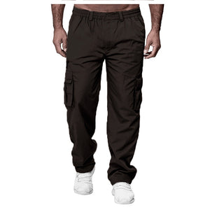 Men’s Multi-Pocket Cargo Pants – Loose Straight Casual Trousers