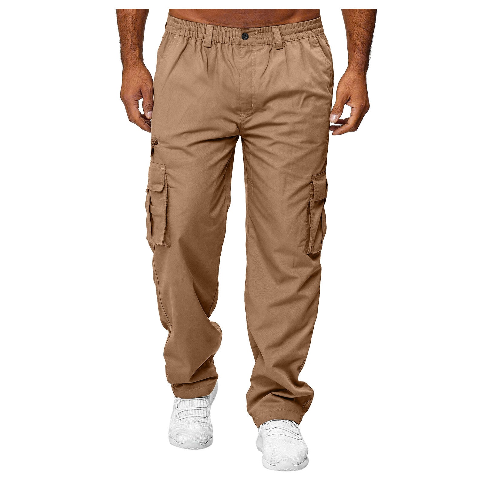 Men’s Multi-Pocket Cargo Pants – Loose Straight Casual Trousers