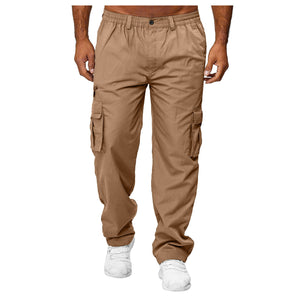 Men’s Multi-Pocket Cargo Pants – Loose Straight Casual Trousers
