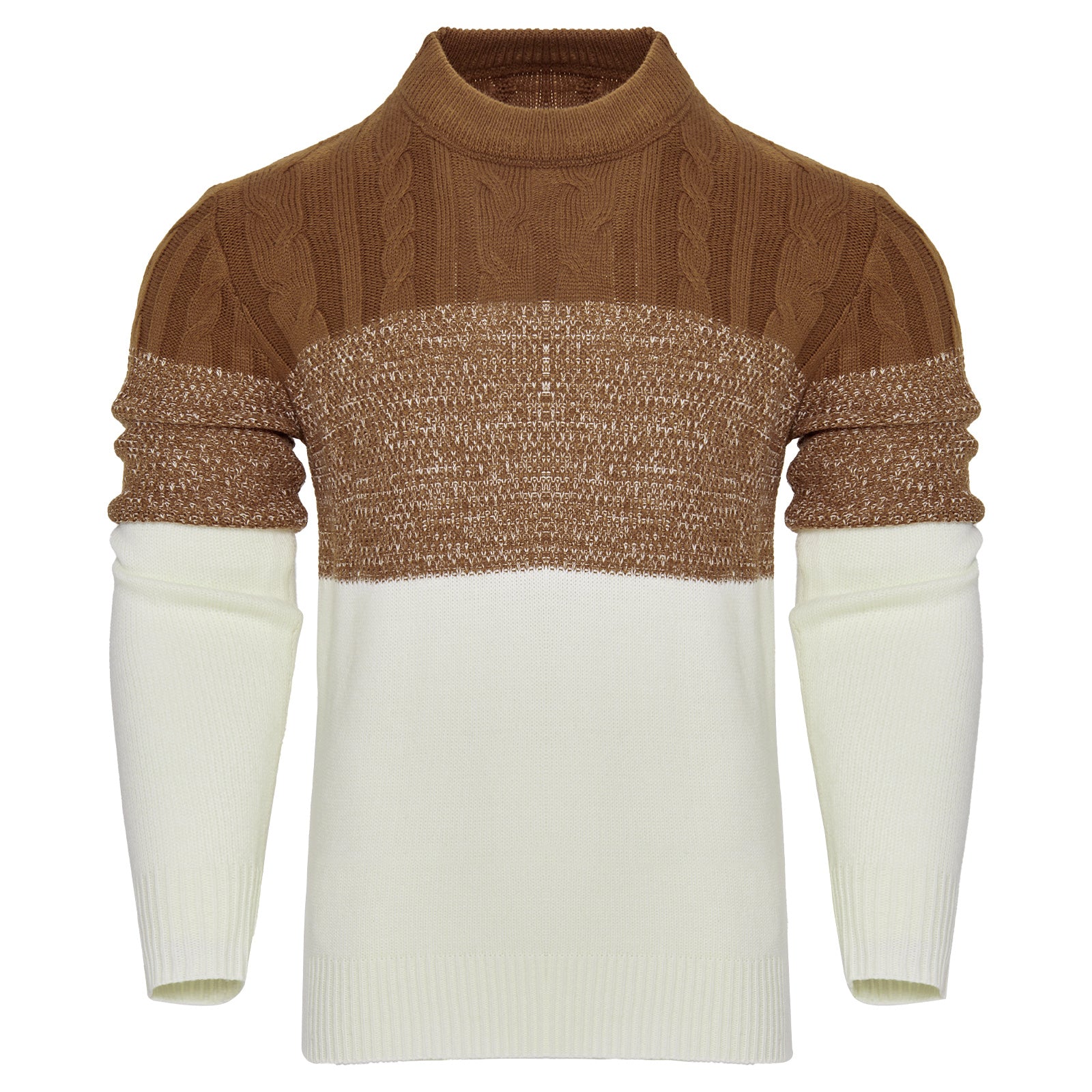 Men’s Cable Knit Pullover Sweater – Warm Wool Fleece Casual Style.