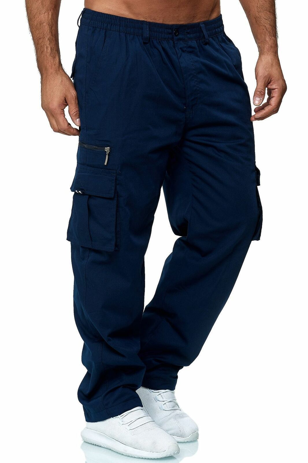 Men’s Multi-Pocket Cargo Pants – Loose Straight Casual Trousers
