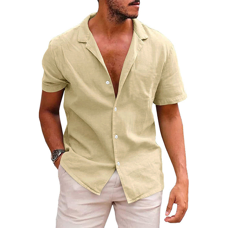 Men’s Short Sleeve Button-Down Shirt – Casual Summer Beach Top