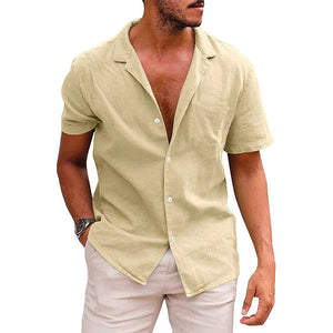 Men’s Short Sleeve Button-Down Shirt – Casual Summer Beach Top