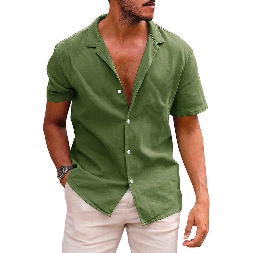 Men’s Short Sleeve Button-Down Shirt – Casual Summer Beach Top