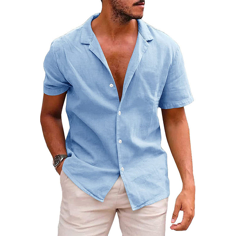 Men’s Short Sleeve Button-Down Shirt – Casual Summer Beach Top