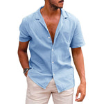Men’s Short Sleeve Button-Down Shirt – Casual Summer Beach Top