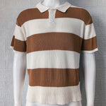 Men’s Summer Lapel Sweater – Short Sleeve Slim Fit Spliced Shirt