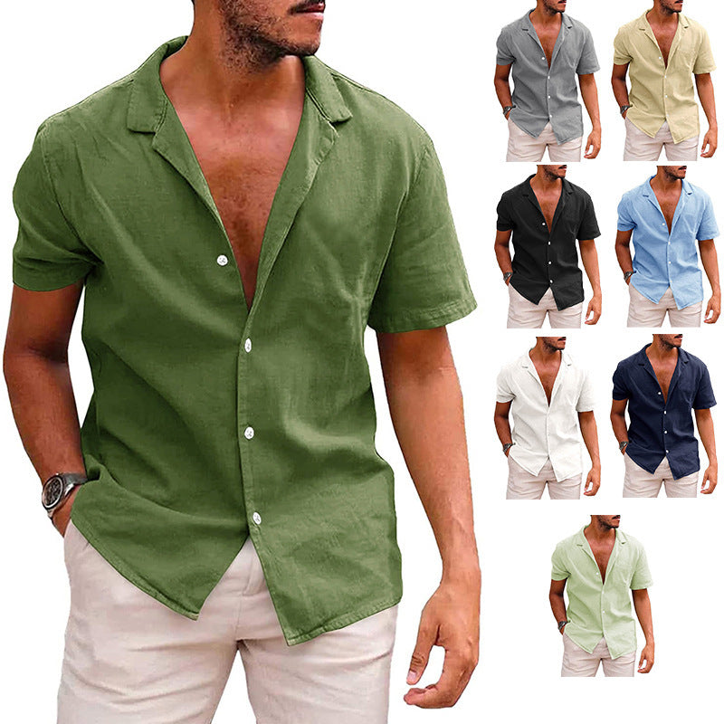 Men’s Short Sleeve Button-Down Shirt – Casual Summer Beach Top