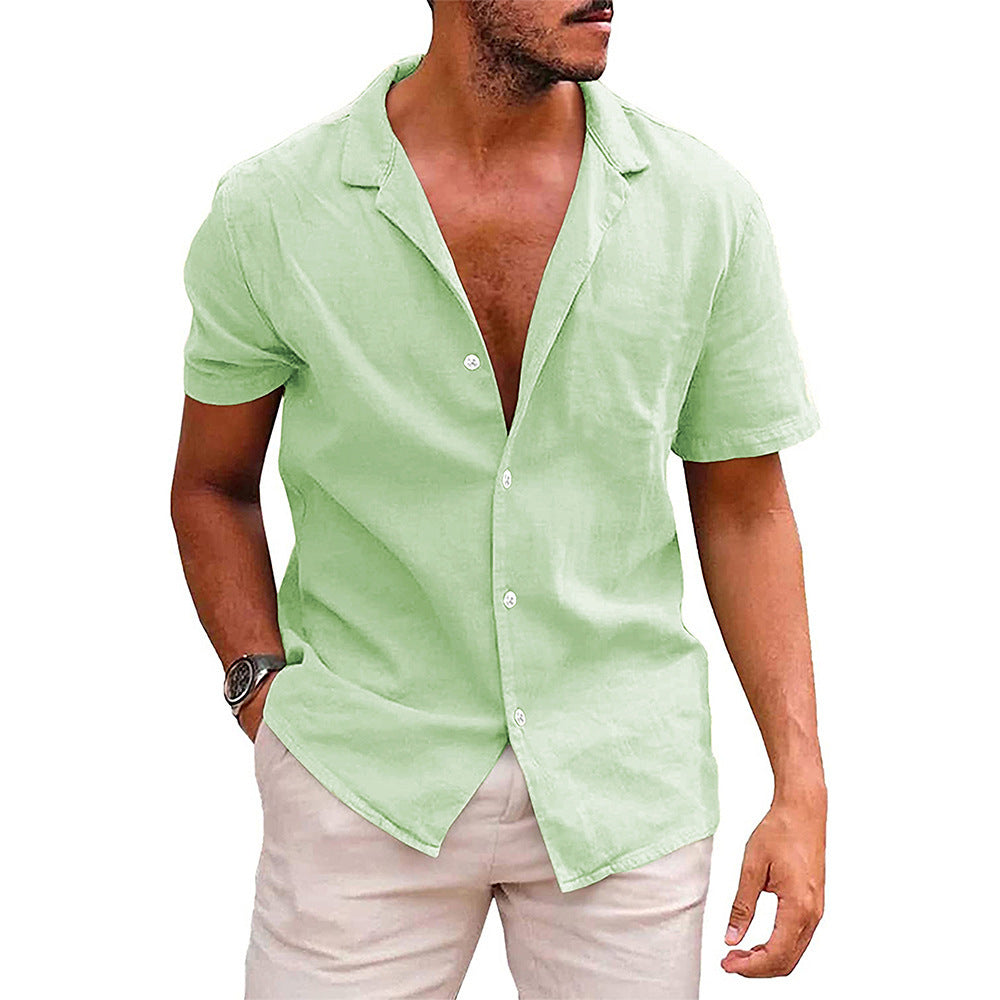 Men’s Short Sleeve Button-Down Shirt – Casual Summer Beach Top