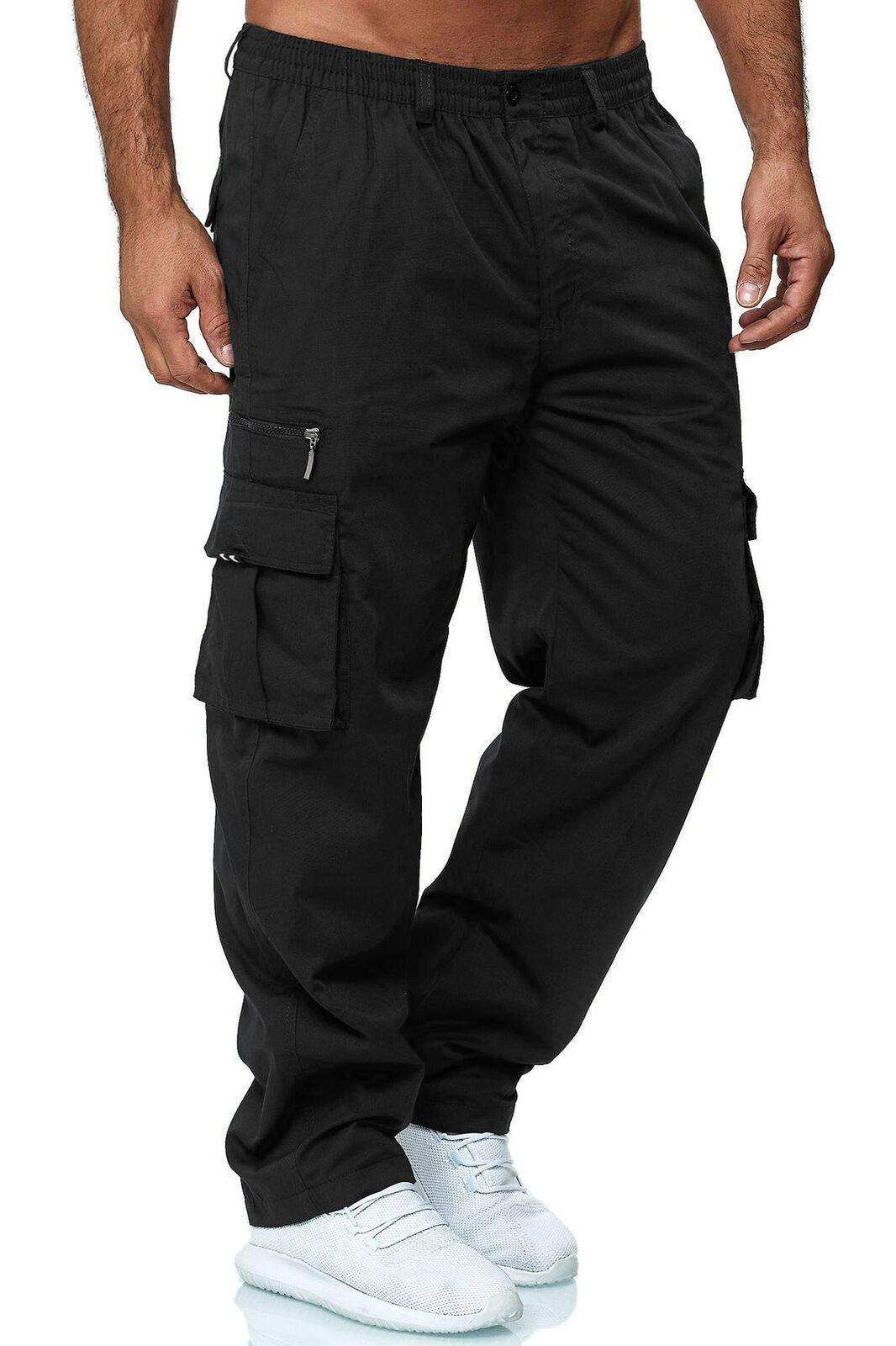 Men’s Multi-Pocket Cargo Pants – Loose Straight Casual Trousers