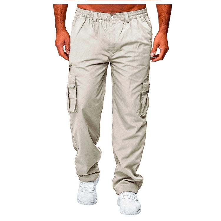 Men’s Multi-Pocket Cargo Pants – Loose Straight Casual Trousers