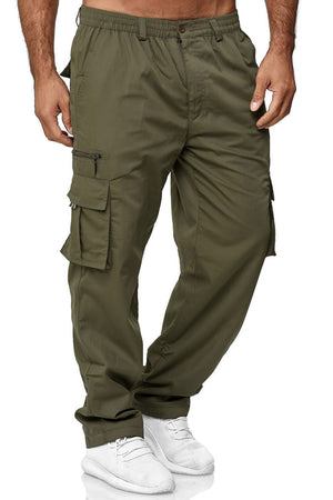 Men’s Multi-Pocket Cargo Pants – Loose Straight Casual Trousers