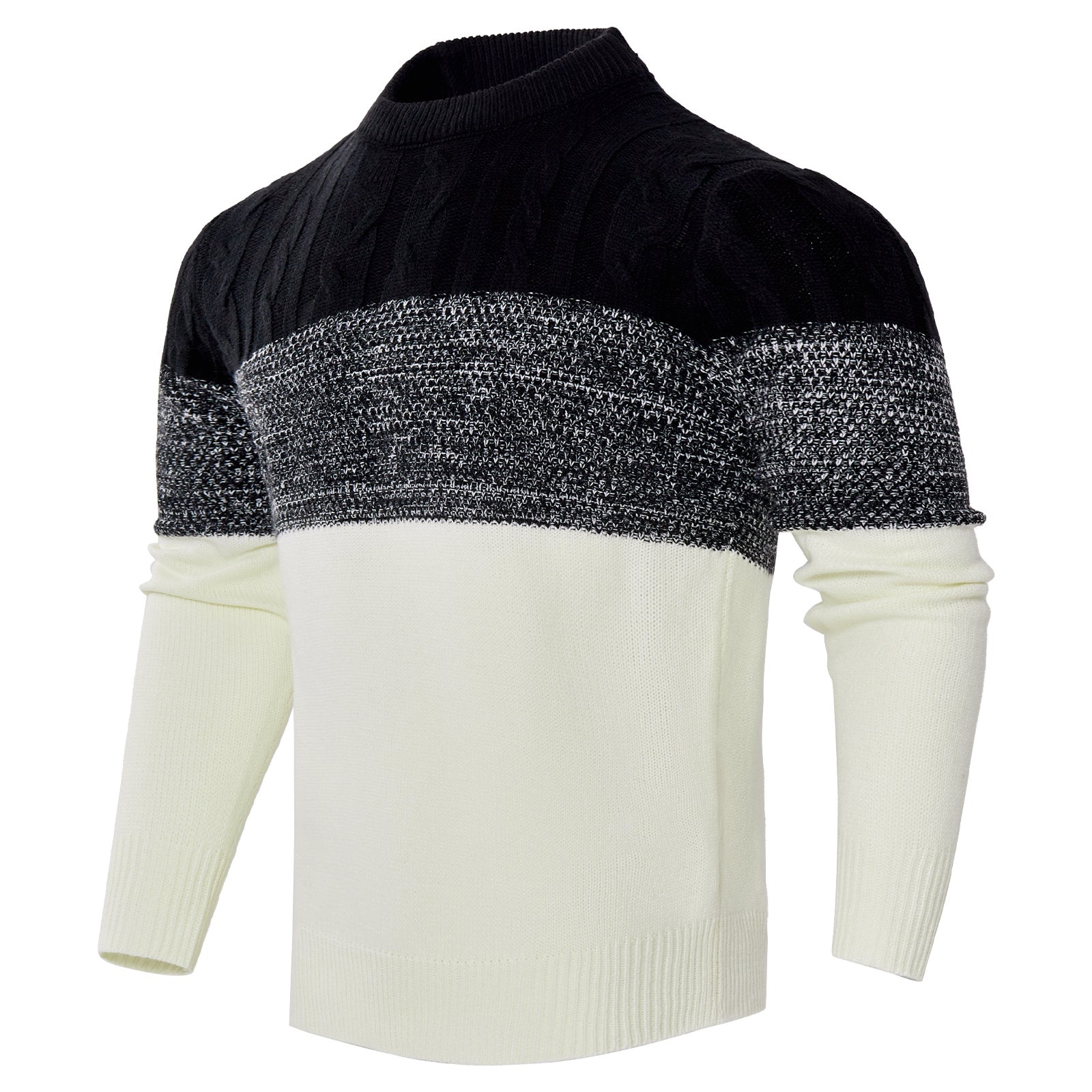 Men’s acrylic knit pullover sweater sleeve details