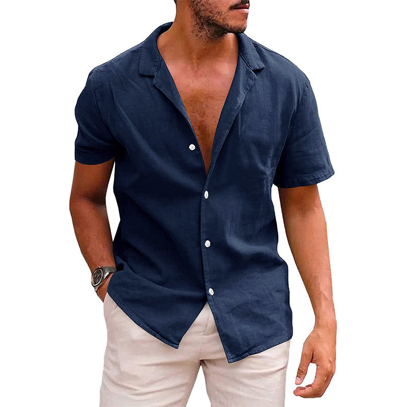 Men’s Short Sleeve Button-Down Shirt – Casual Summer Beach Top