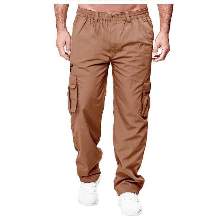 Men’s Multi-Pocket Cargo Pants – Loose Straight Casual Trousers