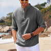 Men’s Casual Long Sleeve Shirt – Stand Collar Solid Color Top