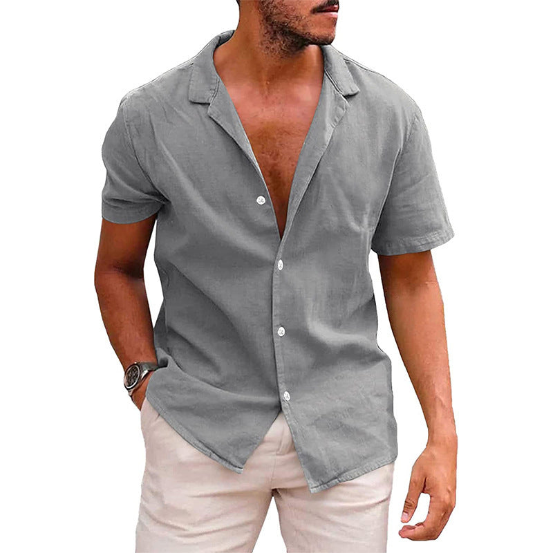 Men’s Short Sleeve Button-Down Shirt – Casual Summer Beach Top