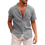 Men’s Short Sleeve Button-Down Shirt – Casual Summer Beach Top