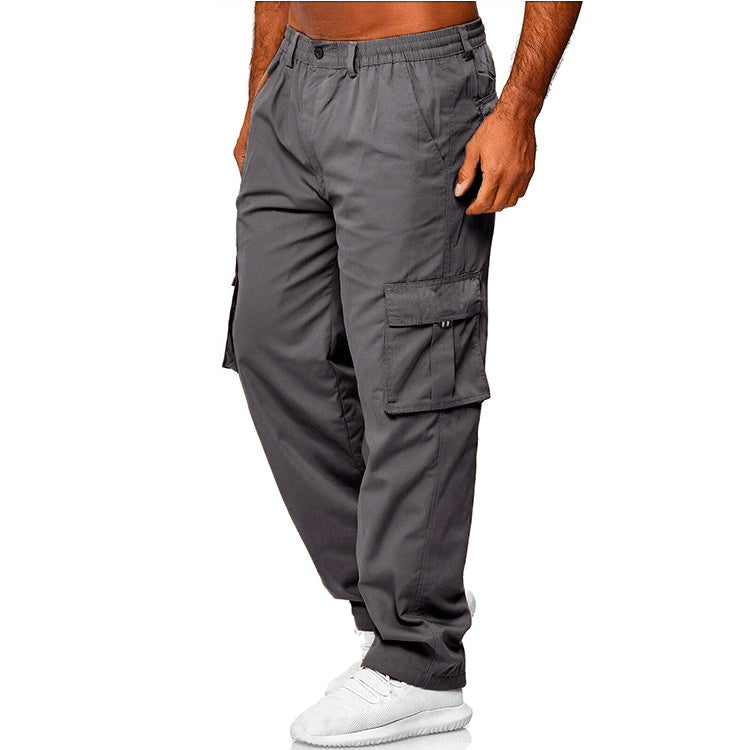 Men’s Multi-Pocket Cargo Pants – Loose Straight Casual Trousers