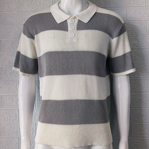 Men’s Summer Lapel Sweater – Short Sleeve Slim Fit Spliced Shirt