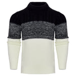 Men wearing lightweight cable knit pullover outdoors