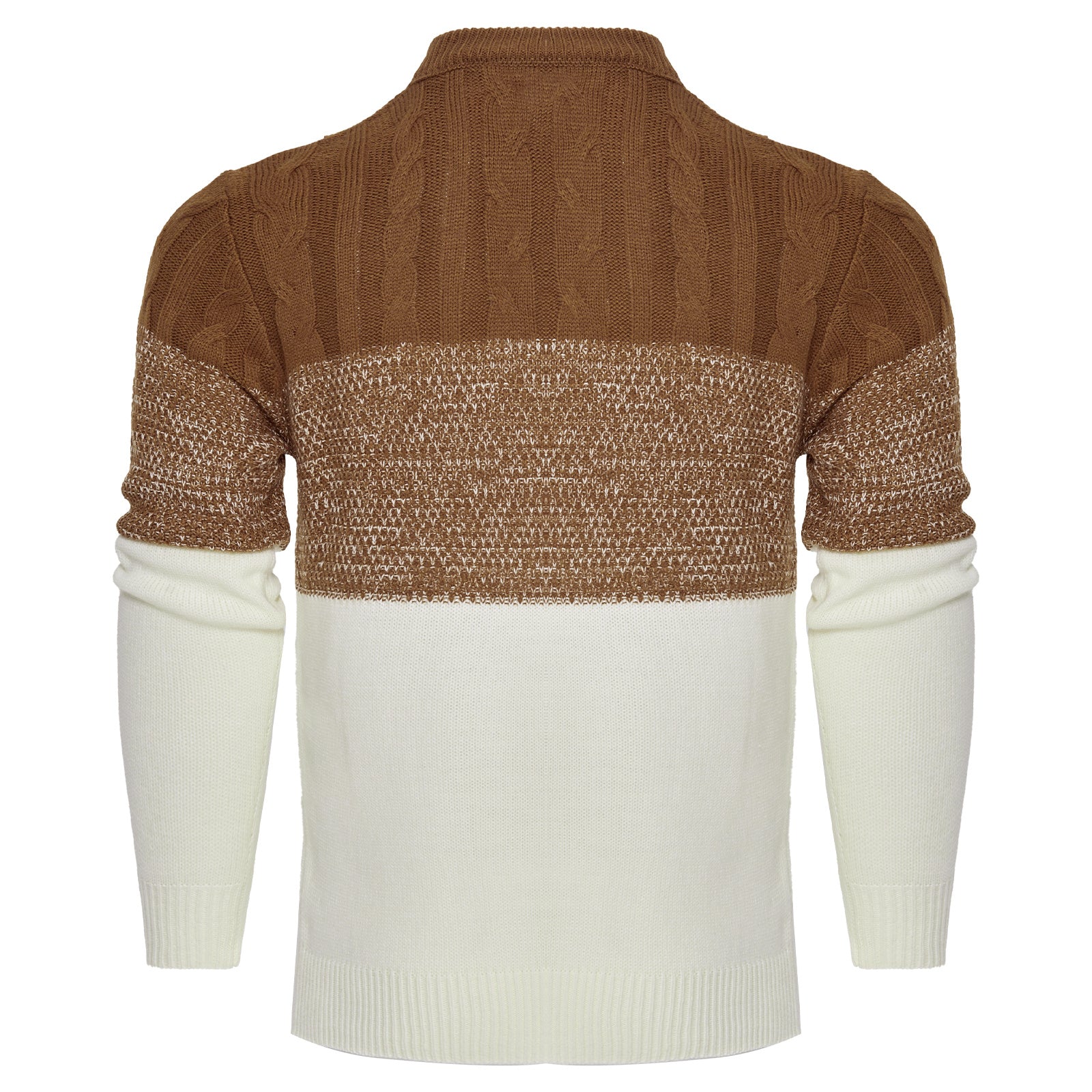 Warm men’s wool sweater with modern color block pattern
