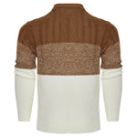 Warm men’s wool sweater with modern color block pattern