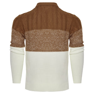 Warm men’s wool sweater with modern color block pattern